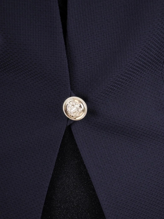 Elegancki granatowy żakiet damski do sukienki – prosty krój zapinany na guzik 37284