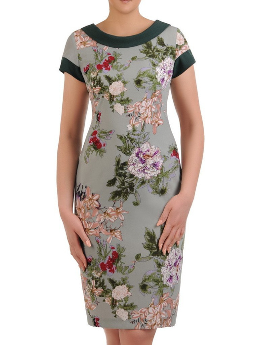 Sukienka wiosenna, prosta kreacja w kwiaty 20729.