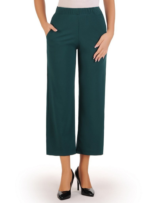 Zielone szerokie spodnie z gumką w pasie 27321
