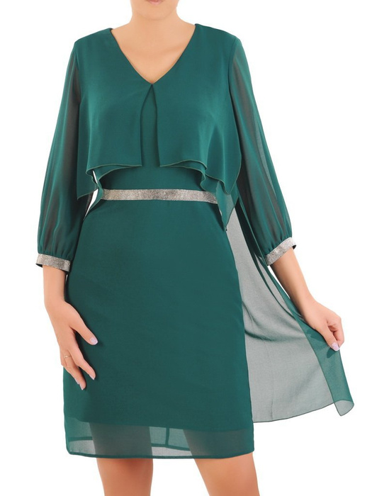 Elegancka zielona sukienka z ozdobnymi cyrkoniami 30330