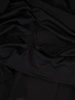 Czarna sukienka trapezowa midi ze stójką i falbanami – subtelnie tuszująca niedoskonałości 13688