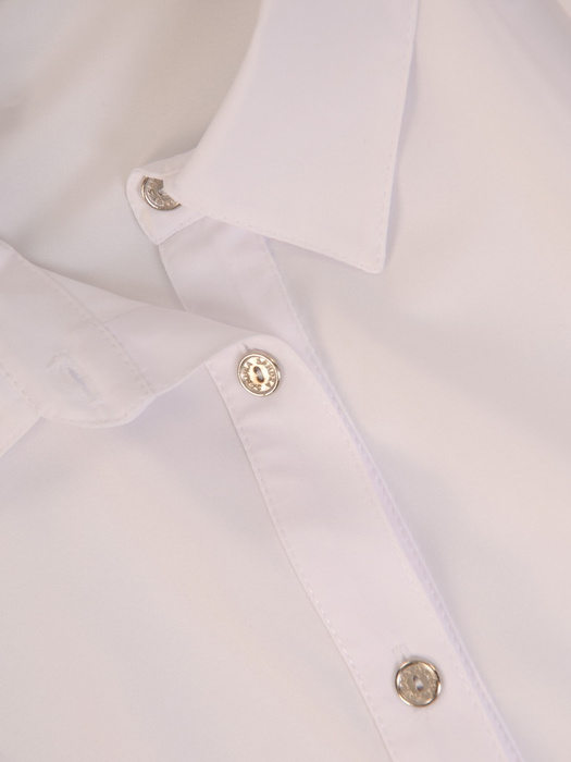 Biała, koszulowa bluzka z ozdobnymi rękawami i falbaną 34738
