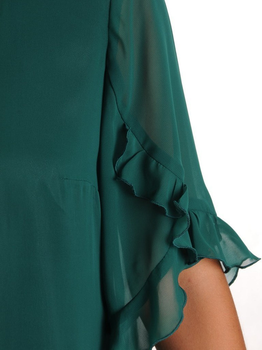 Sukienka z szyfonu, zielona kreacja z falbanami 27275