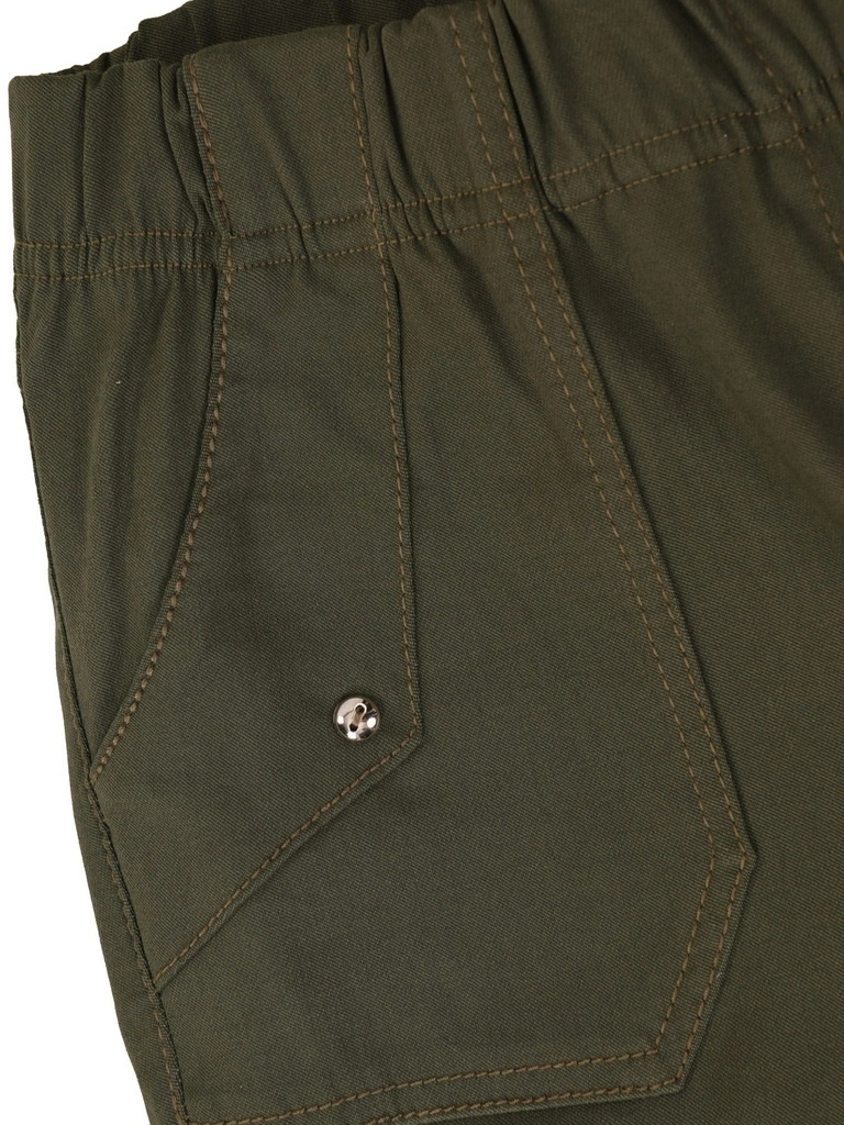 Dopasowane spodnie damskie khaki na gumce – elastyczny fason modelujący sylwetkę 35363