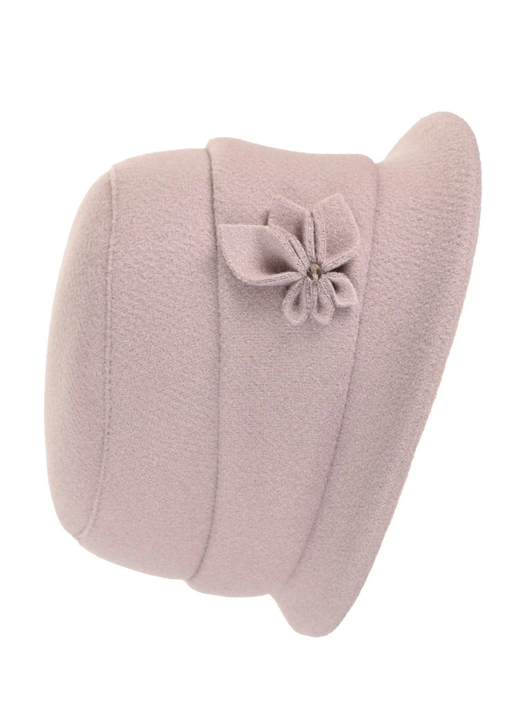 Elegancki kapelusz damski zimowy cloche szary – wywinięte rondo z ciepłą podszewką 42413