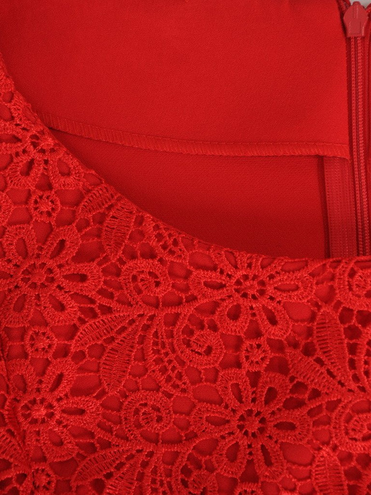 Sukienka wyjściowa, czerwona kreacja z koronki i tkaniny 19965.