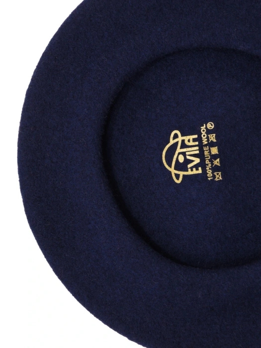 Elegancki beret damski wełniany granatowy – stylowe nakrycie głowy z antenką chroniące przed chłodem 40861