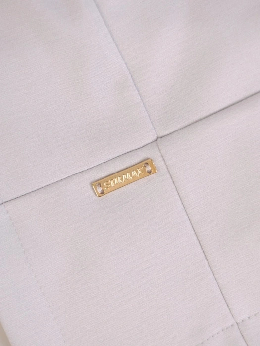 Elegancki popielaty żakiet z rękawem 3/4 – wyszczuplający fason z zaokrągloną linią idealny na lato 34508