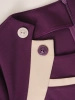 Fioletowa sukienka wizytowa midi o prostym kroju – ozdobny dekolt i subtelne wstawki z guzikami 38602