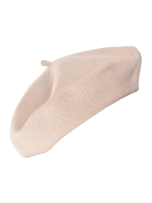 Beret damski kremowy z wełny merynosów - elegancki dodatek jesienno-zimowy 40899