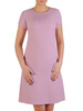 Sukienka z tkaniny, liliowa kreacja z krótkim rękawem 20350.