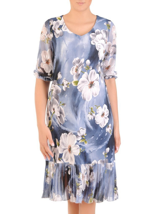 Dzianinowa sukienka z szyfonowymi rękawkami i plisami 30136