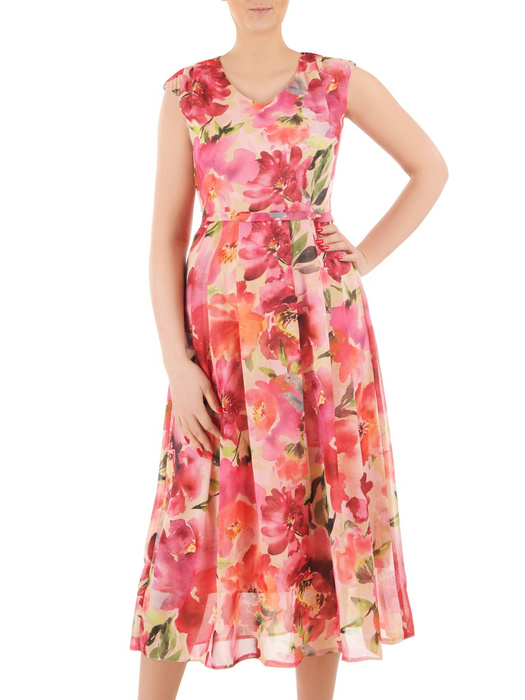 Sukienka z tkaniny, zwiewna kreacja w kwiaty 35545