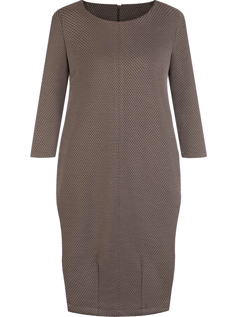 Elegancka sukienka dzianinowa khaki tuba – wysmuklający krój z kieszeniami 13935