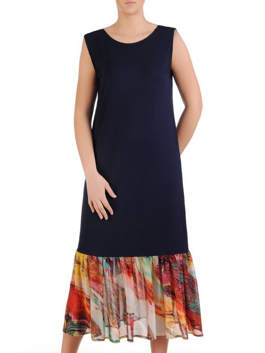 Sukienka z szyfonu, luźna kreacja z modnymi falbanami 25456