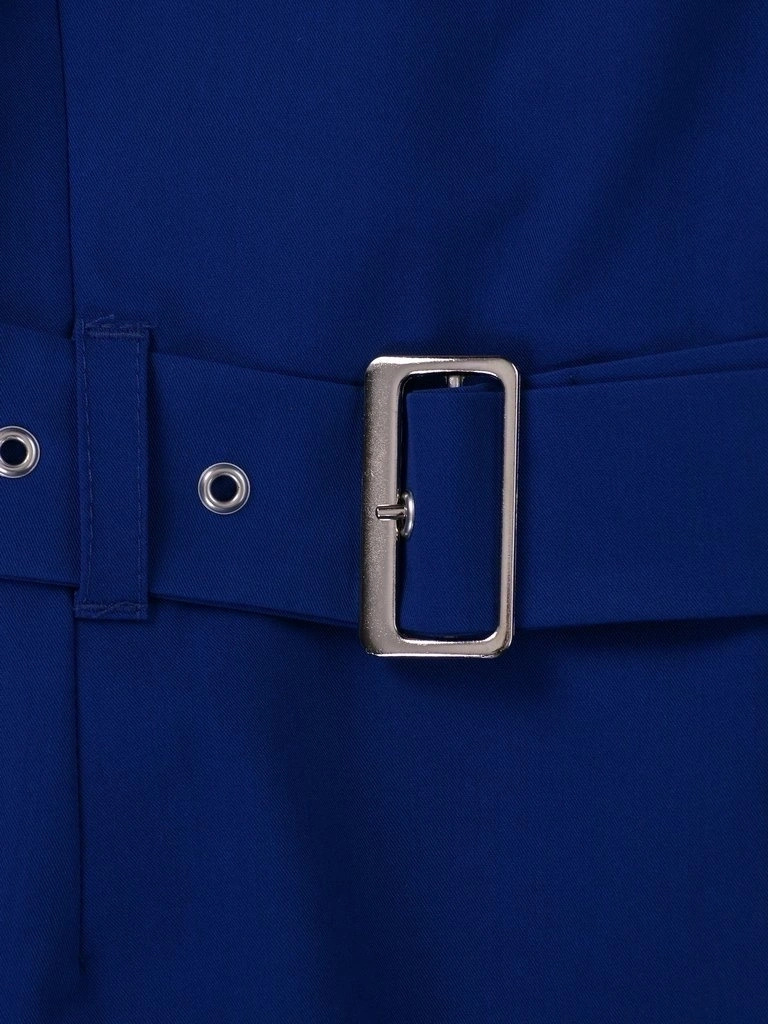 Elegancka sukienka wizytowa chabrowa o prostym kroju – optycznie wysmuklający fason z paskiem 2681