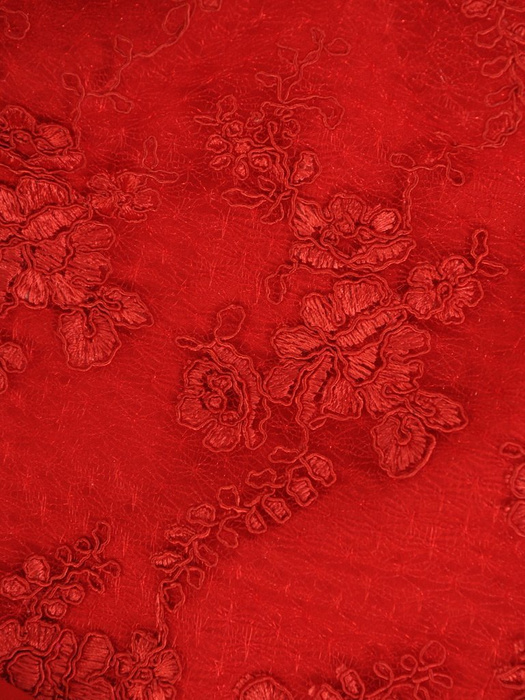 Sukienka na wesele, czerwona kreacja z koronki i tkaniny 26389