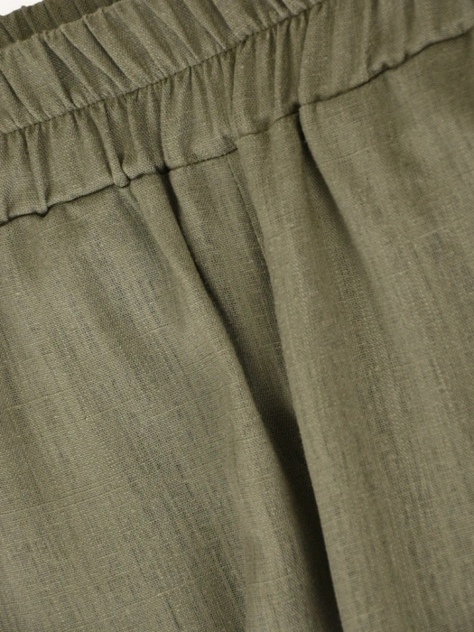 Eleganckie spodnie damskie khaki z prostą nogawką – elastyczny pas na gumce i wysmuklający fason 42004
