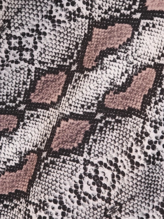 Szara sukienka maxi w zwierzęcy wzór – rozkloszowana kreacja z kołnierzykiem i rękawem 3/4 30610