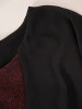 Elegancka czarno-bordowa sukienka wieczorowa maxi – rozkloszowany krój z efektowną narzutką 36483