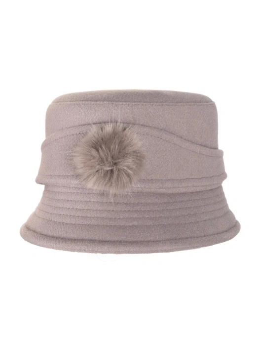 Elegancki szary kapelusz damski cloche na zimę – ocieplany model z regulacją obwodu 42364