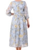 Elegancka sukienka maxi rozkloszowana w kwiaty – wysmuklający fason z plisowanym dołem 41200