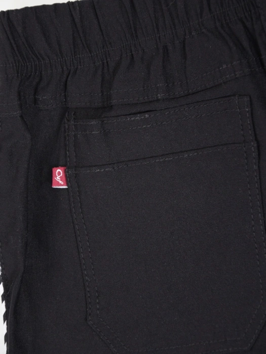 Czarne cygaretki damskie plus size z kontrastowymi lampasami – wysmuklające fasonem, z wygodną gumką w pasie 35145