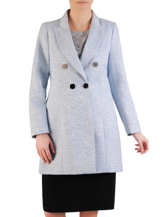 Niebieski płaszcz damski z ozdobnymi guzikami 28500