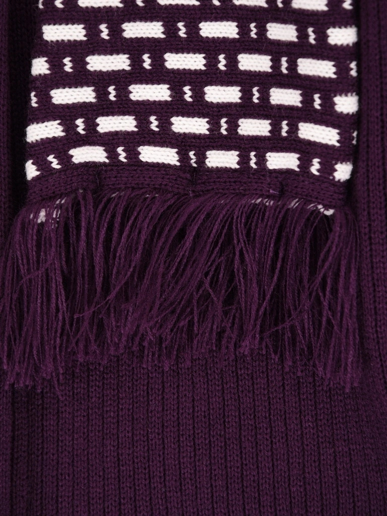 Elegancki fioletowy sweter damski z wiązaniem – luźny krój z zaokrąglonym dołem na jesień 42166