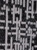 Elegancki czarny żakiet damski w geometryczny wzór – prosty krój do sukienki z dłuższym tyłem 18404