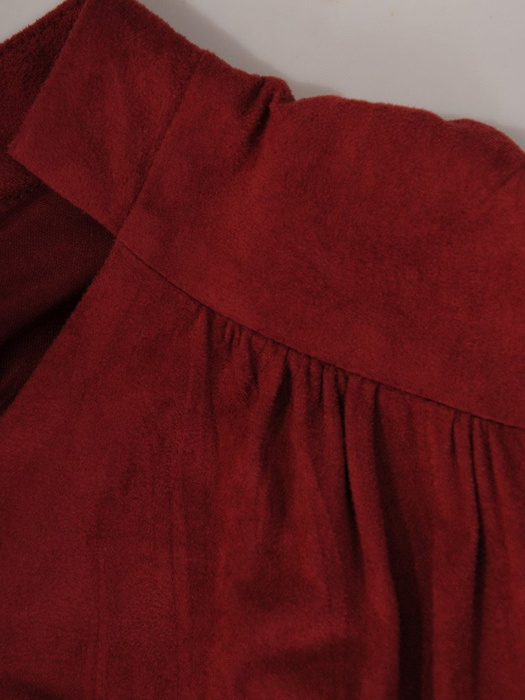 Wyszczuplająca sukienka z zamszowej dzianiny, bordowa kreacja maxi 23190