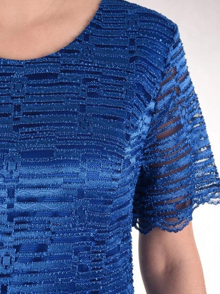 Elegancki komplet damski na wesele – chabrowy zestaw z prostą sukienką i żakietem 41867
