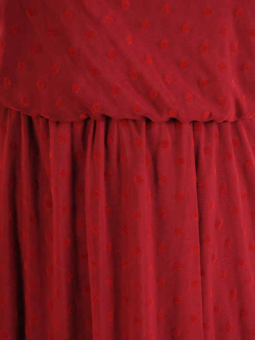 Tiulowa sukienka w groszki, kreacja w rozkloszowanym fasonie 30288