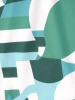 Zielona sukienka midi w geometryczny print – tuszujący prosty krój z ozdobnymi patkami 35505