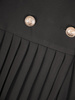 Czarna, elegancka sukienka z dwurzędowym zapięciem i ozdobnymi plisami 34514