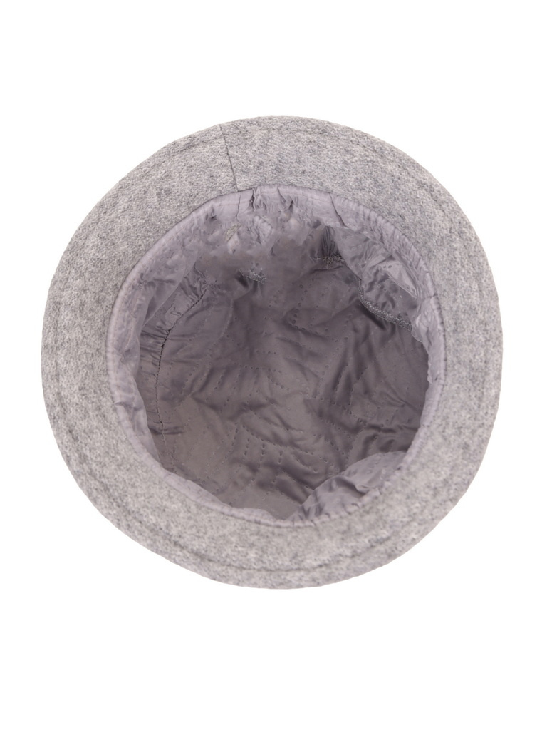 Grafitowy kapelusz damski cloche z kwiatową aplikacją – wywinięte rondo i regulowany obwód 42372