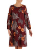 Sukienka z szyfonu, trapezowa kreacja z ozdobnymi rękawami 23614