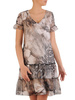 Sukienka z szyfonu, zwiewna kreacja z falbanami 26078