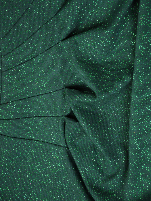 Zielona, połyskująca sukienka wieczorowa z ozdobnym marszczeniem 32092