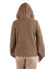 Elegancki sweter damski rozpinany beżowy – prosty fason z bufiastymi rękawami 42176