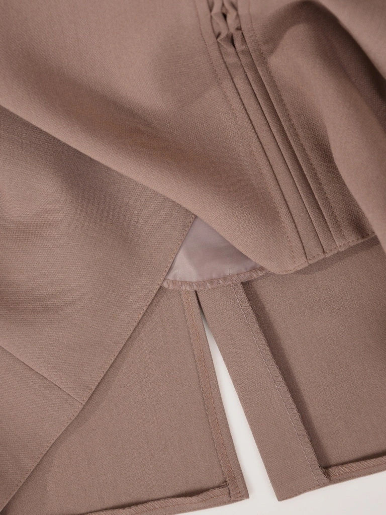 Elegancka spódnica midi na jesień o prostym kroju – wygodna guma w pasie w modnym odcieniu mokka 41225