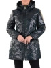Kurtka zimowa damska w odcieniu butelkowej zieleni – klasyczny fason z kapturem na chłodne dni 41042