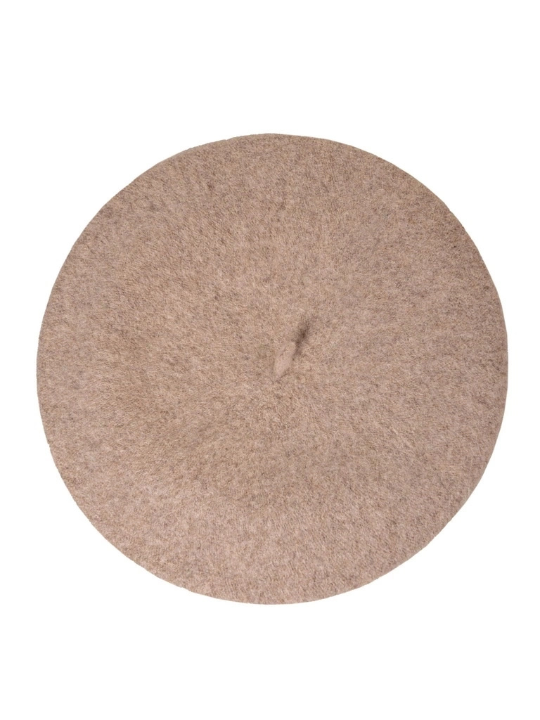 Elegancki beret damski wełniany beż melanż – stylowy fason francuski z antenką 40880