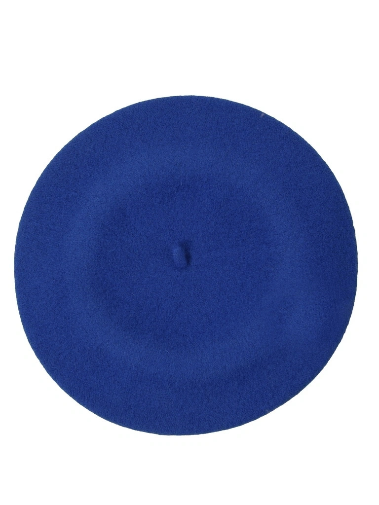Elegancki beret damski wełniany szafirowy – francuski fason z antenką na jesień i zimę 40858