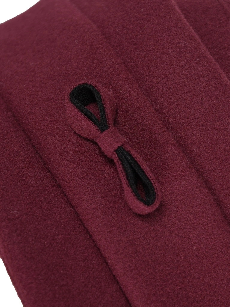 Bordowy kapelusz damski cloche na jesień i zimę – ocieplany model z ozdobną kokardą 42728