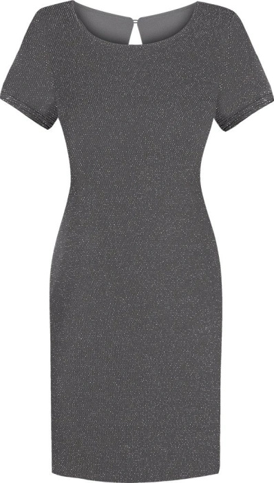 Błyszcząca sukienka mini na sylwestra i andrzejki – wygodny, prosty krój ze srebrną nitką 6424