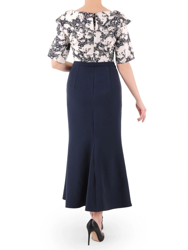 Elegancka suknia wieczorowa maxi w kwiaty – fason syrenka pięknie modelujący sylwetkę 39370
