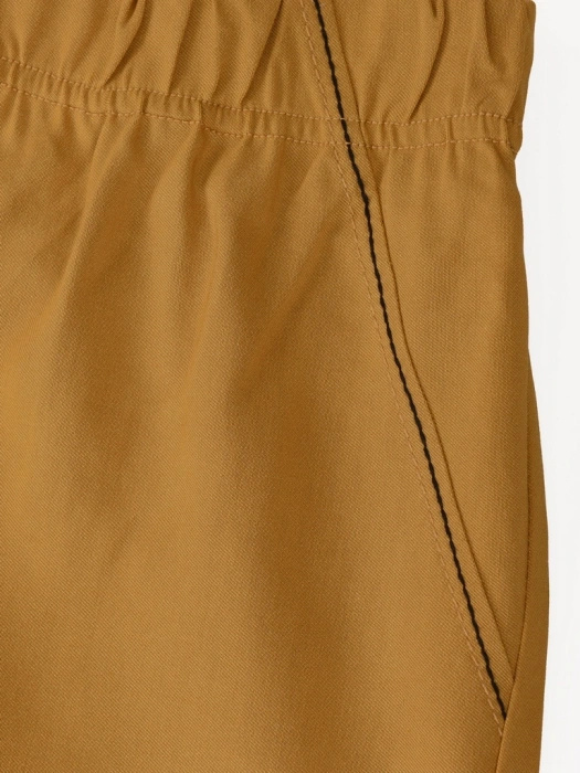 Miodowe cygaretki plus size z ozdobnymi zamkami – wysmuklający fason 7/8 na lato 34879
