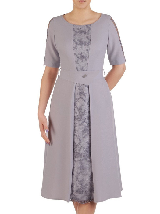 Modna sukienka z ozdobną, koronkową kontrafałdą 20553