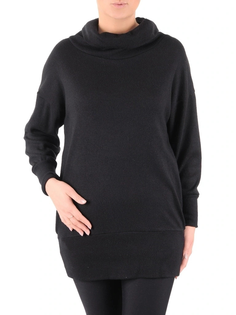 Elegancki długi sweter z golfem i kieszeniami – prosty krój subtelnie modelujący sylwetkę 39099
